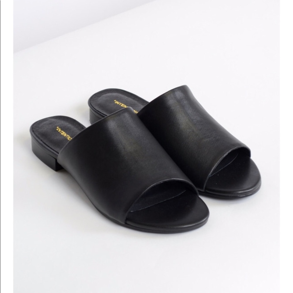 Intentionally Blank Leather Slides